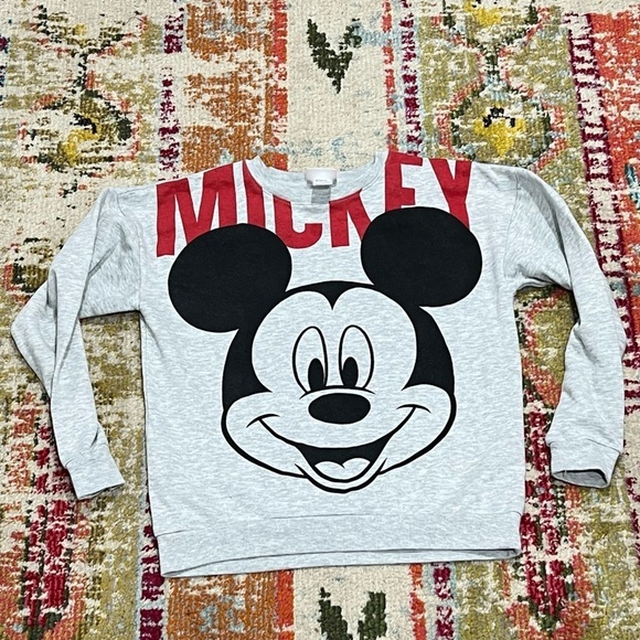 Women's Mickey Mouse Gray Disney World Gray Cartoon Crewneck Sweatshirt - Picture 1 of 5